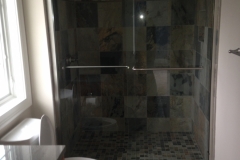 sliding shower door with towel bars
