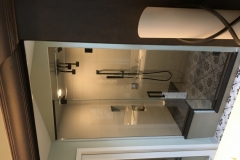 Door notched panel with movable transom